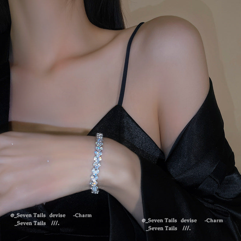 Cuban Full-diamond Bracelet For Women A Light-luxury Niche Design