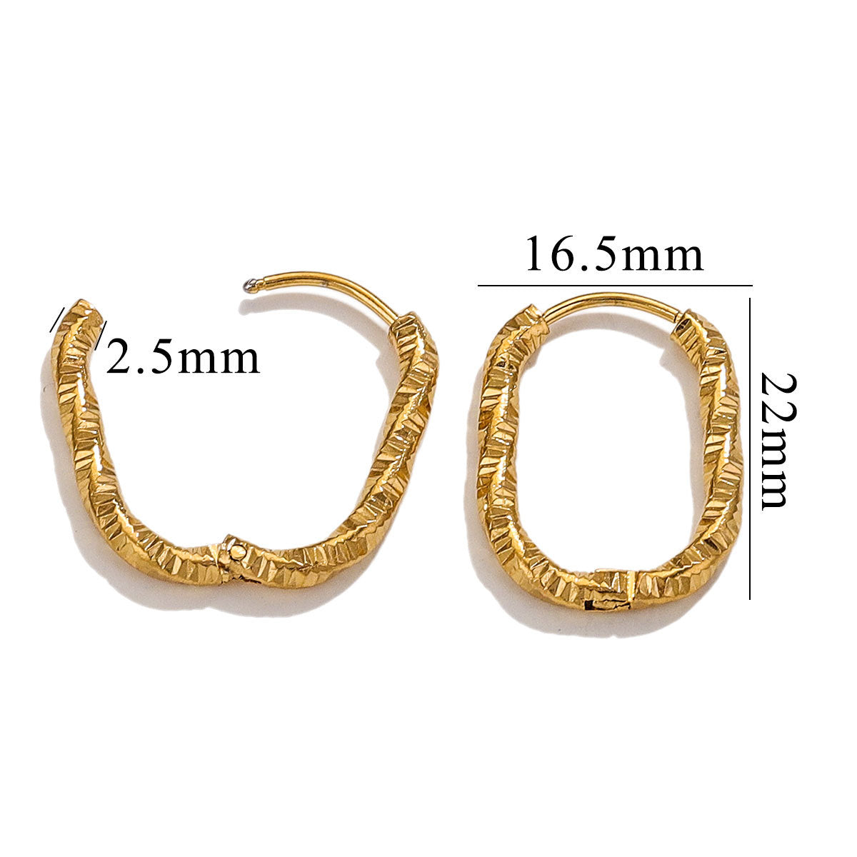 Stainless Steel Starburst-pattern Rectangular Ear Clips With A Polished Finish