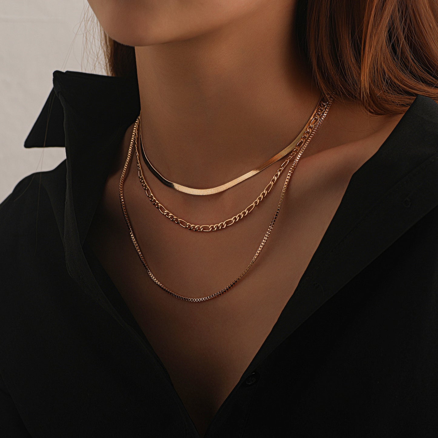 Womens Bold Multi-Layered Hip-Hop Geometric Necklace