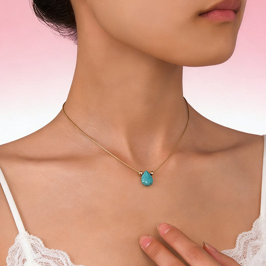 Fashionable Feng Shui Teardrop Turquoise Pendant For Women