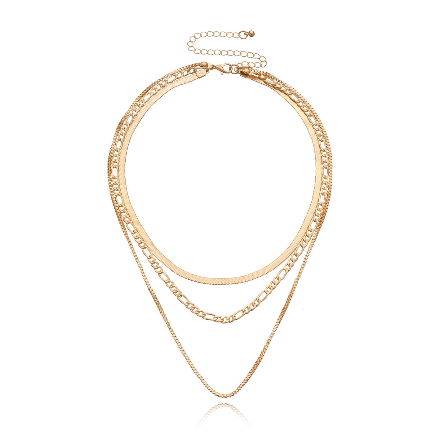 Womens Bold Multi-Layered Hip-Hop Geometric Necklace