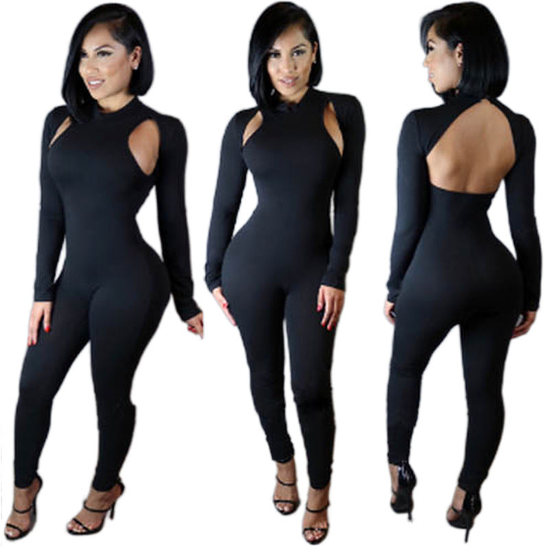 Women's Ripped-back Bodycon Tight Jumpsuit