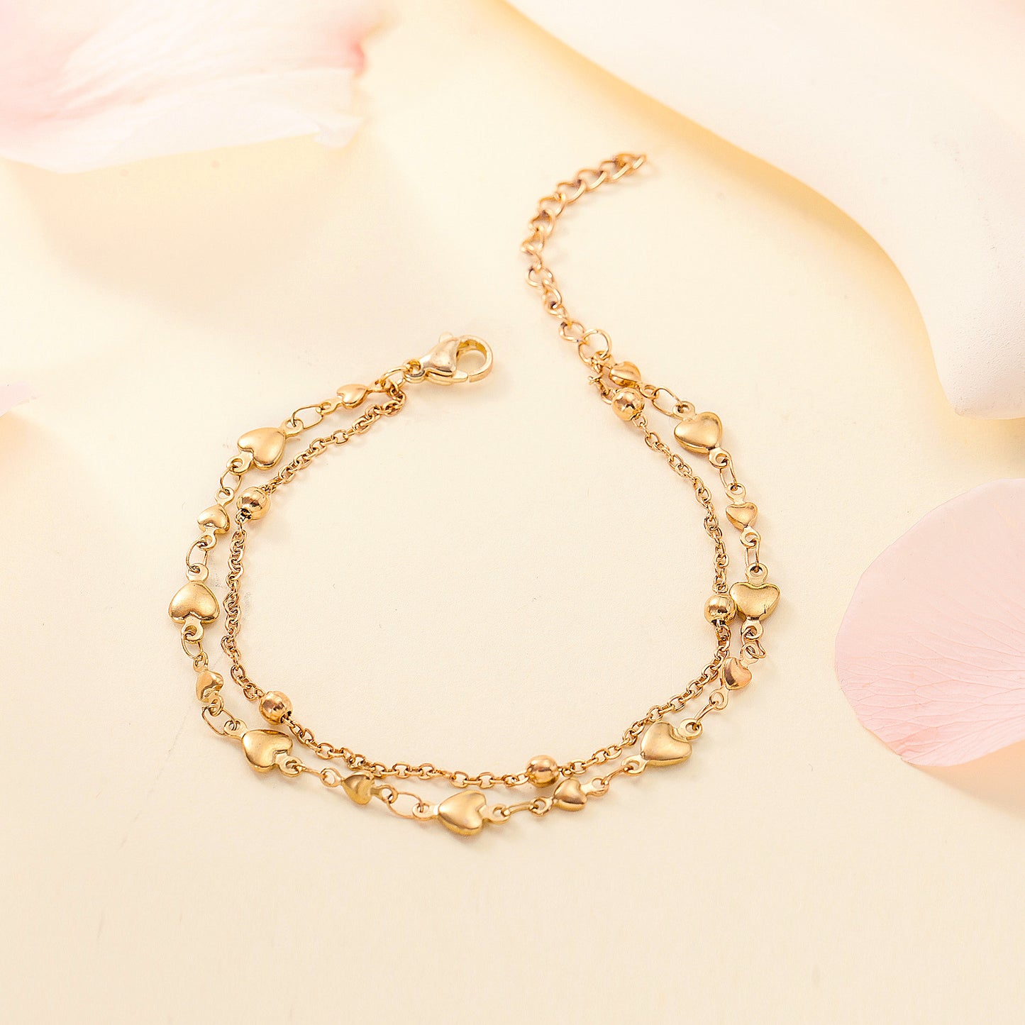 18K Gold-Plated Stainless Steel Heart Bracelet For Women