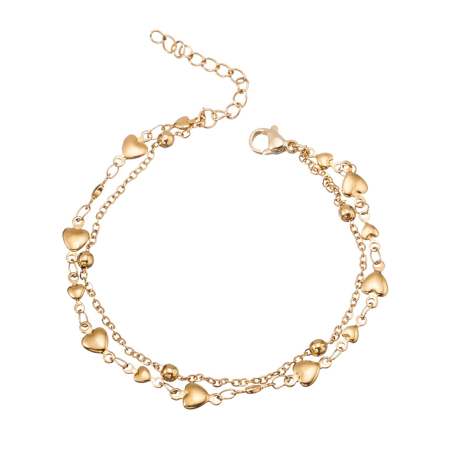 18K Gold-Plated Stainless Steel Heart Bracelet For Women