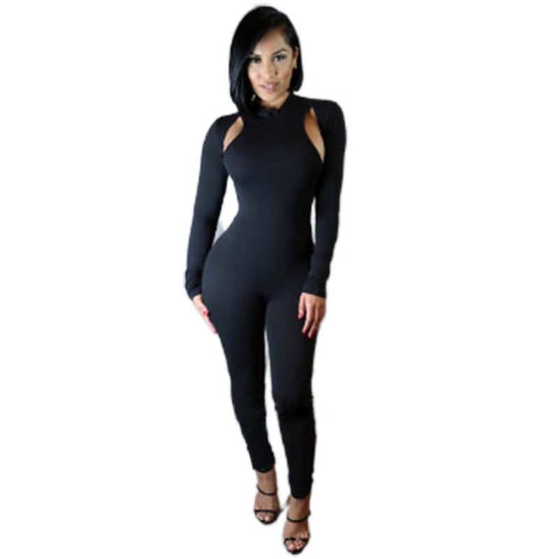 Women's Ripped-back Bodycon Tight Jumpsuit